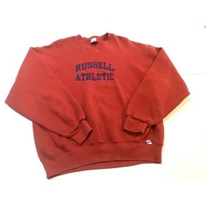 Vintage Russell Athletic Sweatshirt Men Large Red Fleece Pullover Crew Stitched